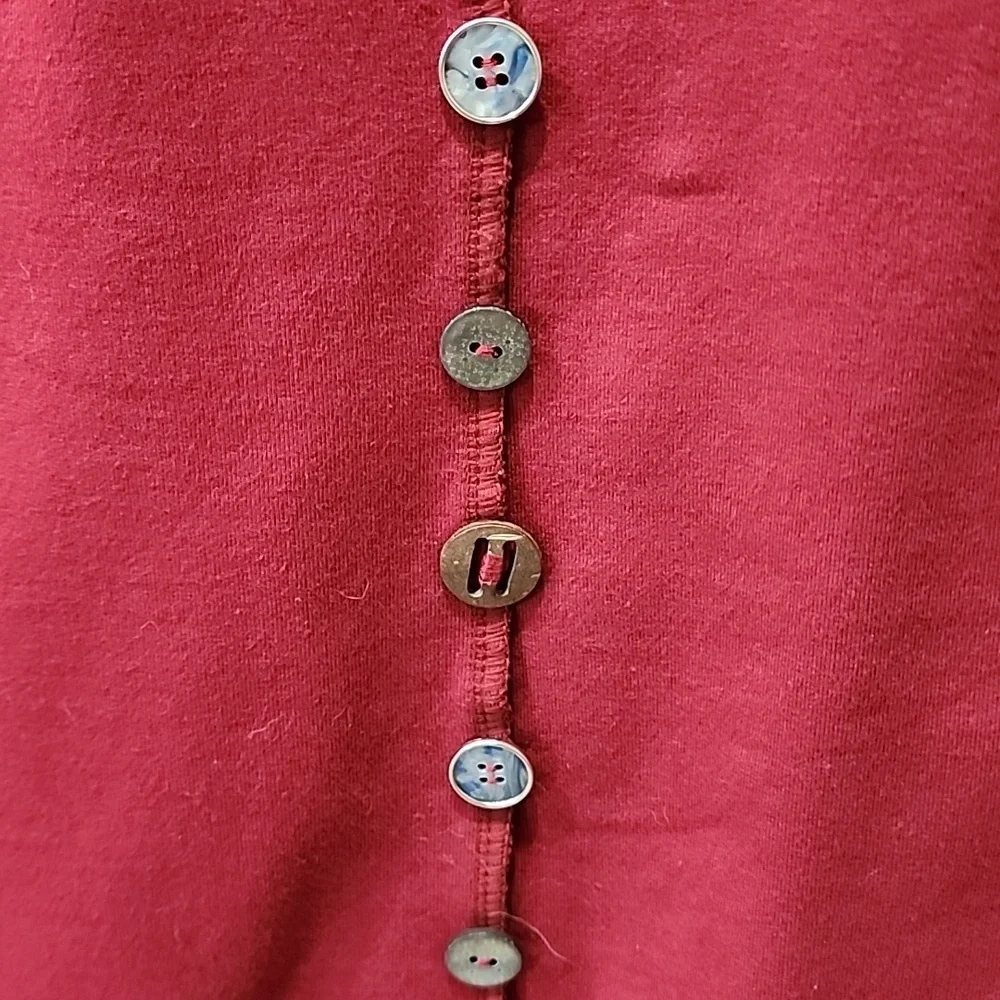 Neon Buddha Sweatshirt Tunic Cowl Neck Boho Buttons Exposed Seams Size Small